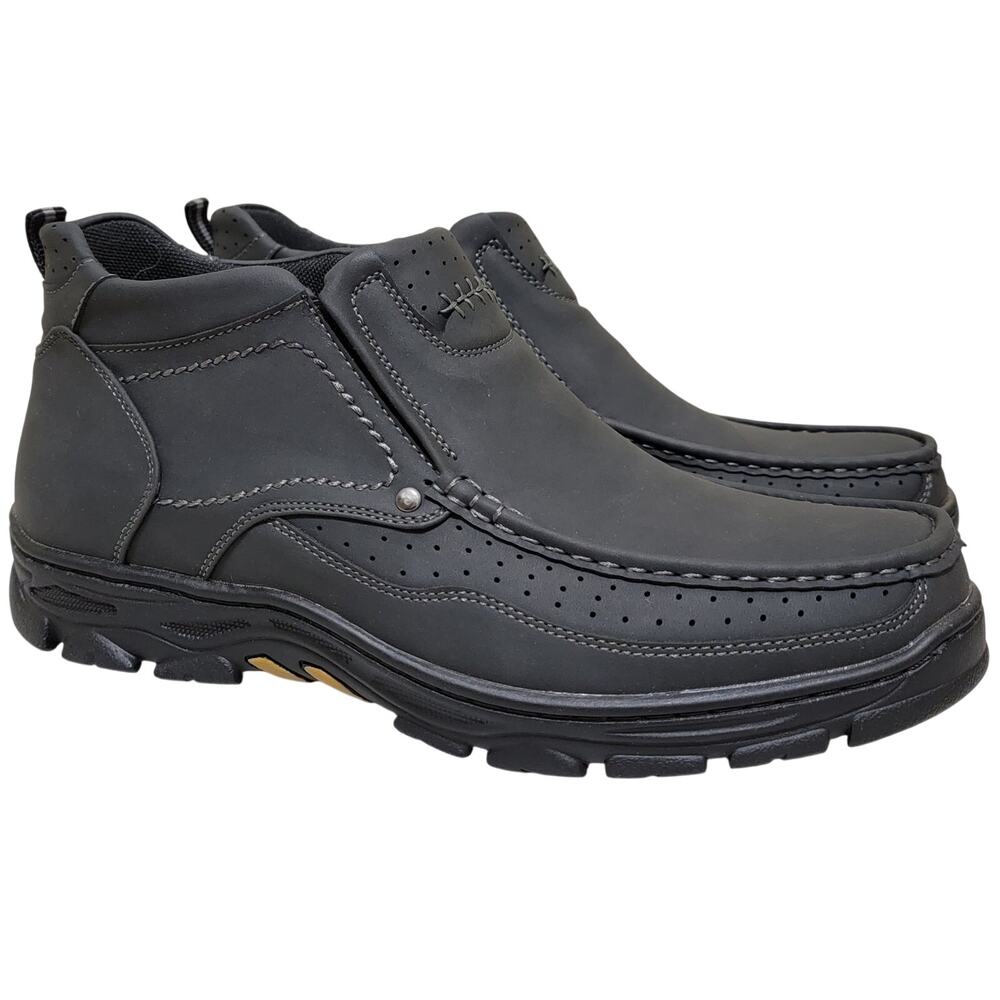 XRAY Men Becher Slip On Moc Toe Ankle Boots Size US 10M Black Faux Leather
